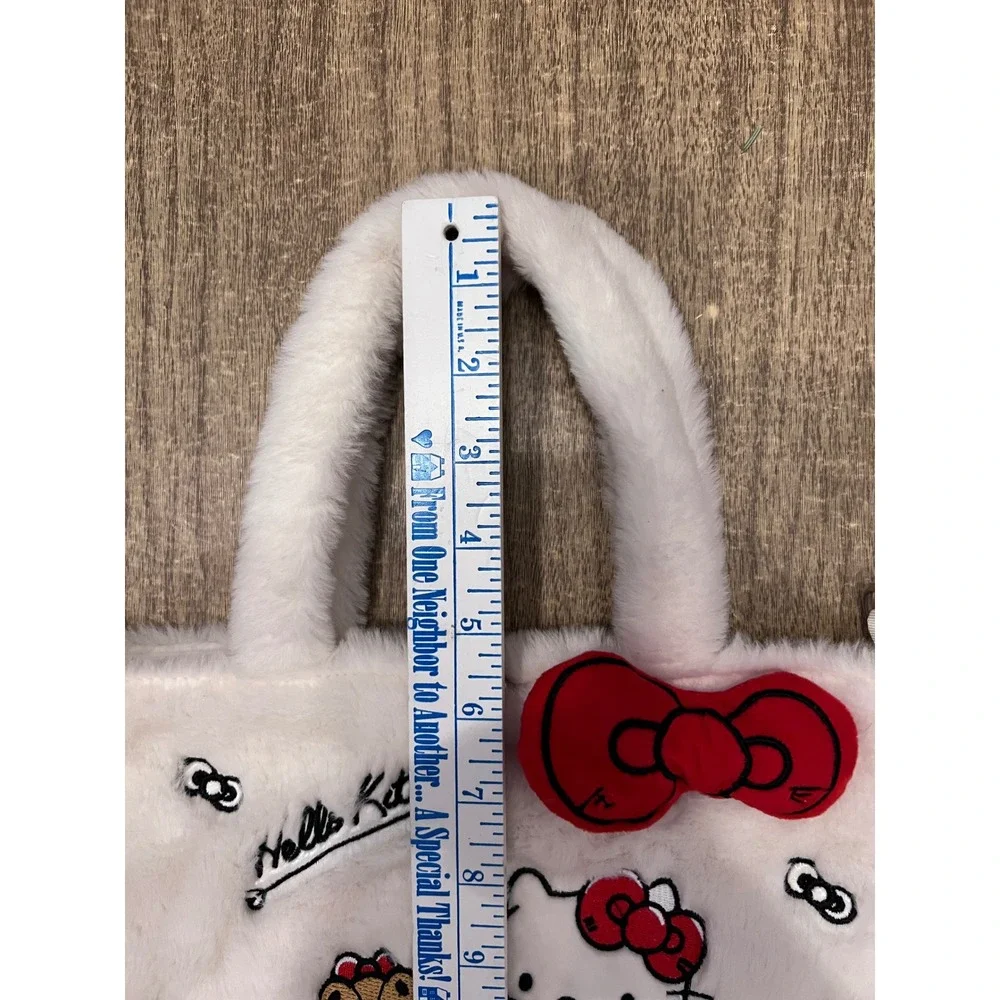 Hello Kitty Mini White Fuzzy Tote With Bow Missing Crossbody Strap Sanrio Kawaii